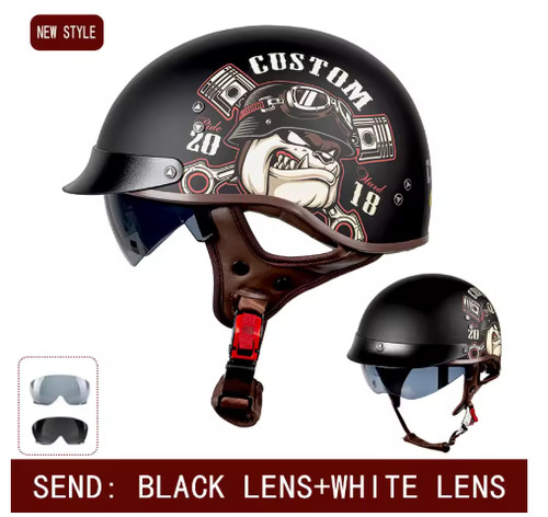 Round open face helmet - round,