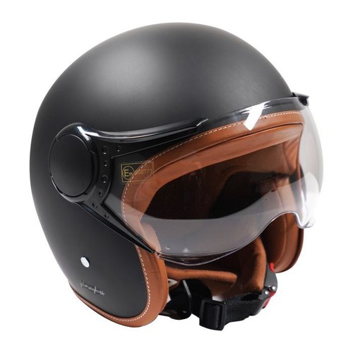 Open face motorcycle - open, helmet